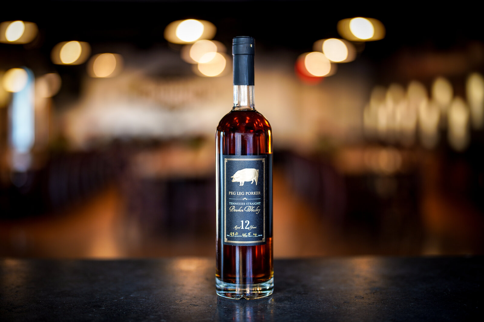 Peg Leg Porker Tennessee Straight Bourbon, Aged 12 Years, 93 proof bottle