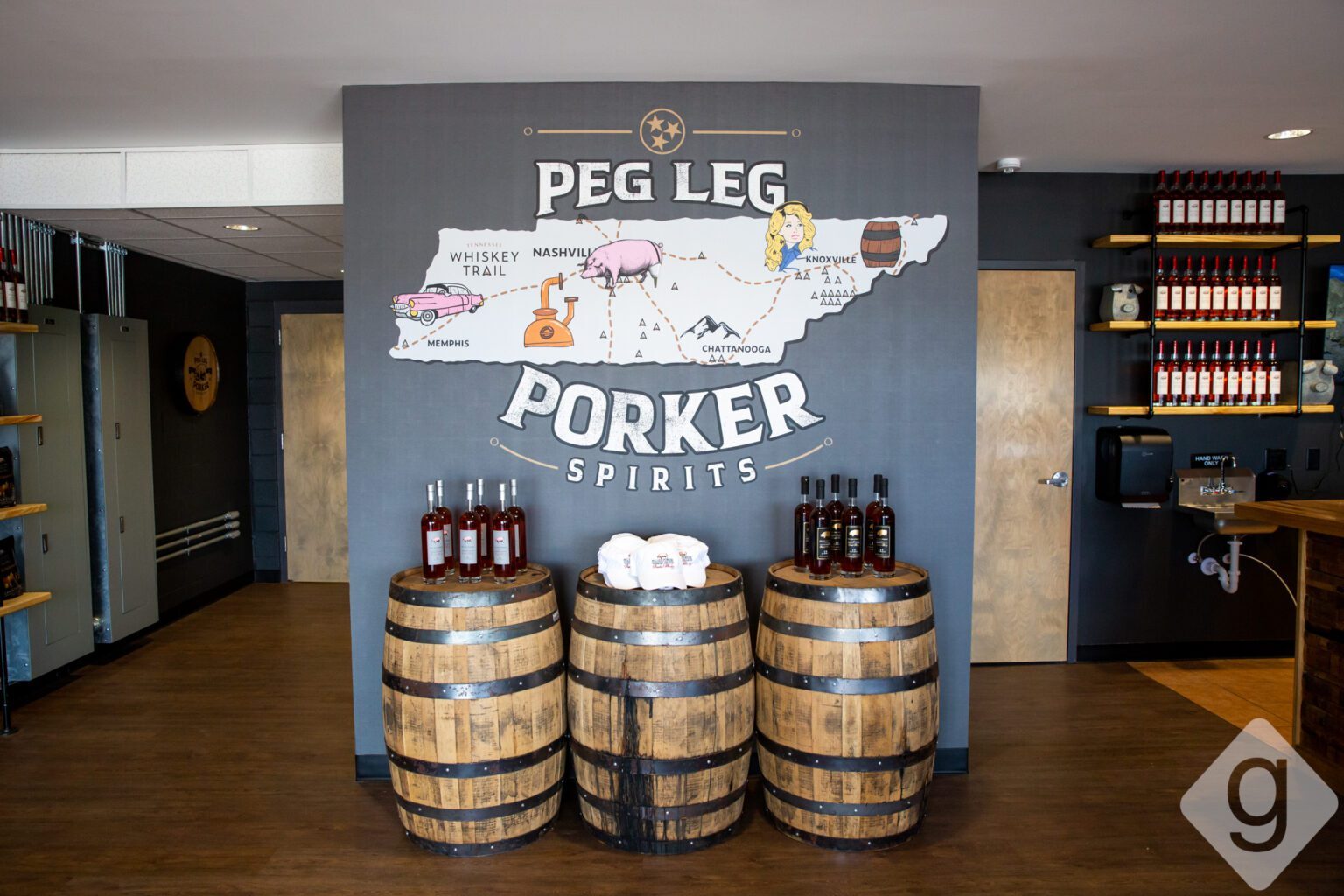 Peg Leg Porker Spirits tasting room interior, Nashville, Tennessee